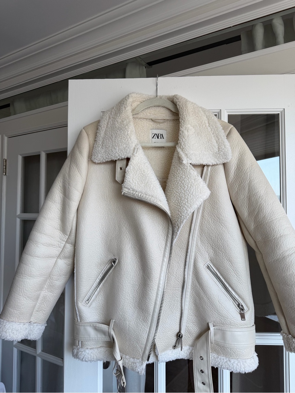 Zara Faux Shearling Biker Jacket